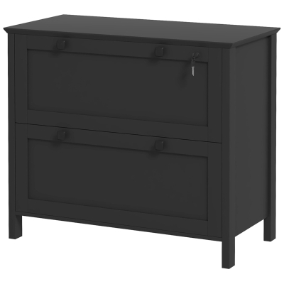 HOMCOM 2 Drawer File Cabinet, Lockable Filing Cabinet with Adjustable Hanging Bar for Letter, A4 and Legal Size, Black