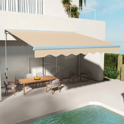 Outsunny 13' x 10' Retractable Electric Awning, Cream White