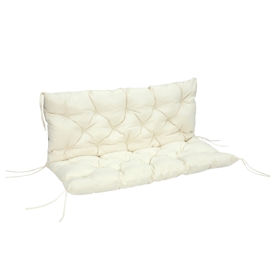 Outsunny 2 Seater Garden Bench Cushion, Thick Outdoor Non-Slip 2 Seater Soft Pad With Backrest for Garden Patio, 52" x 43" x 4", Beige