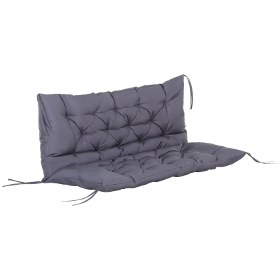 Outsunny 2 Seater Garden Bench Cushion, Thick Outdoor Non-Slip 2 Seater Soft Pad With Backrest for Garden Patio, 52" x 43" x 4", Dark Grey