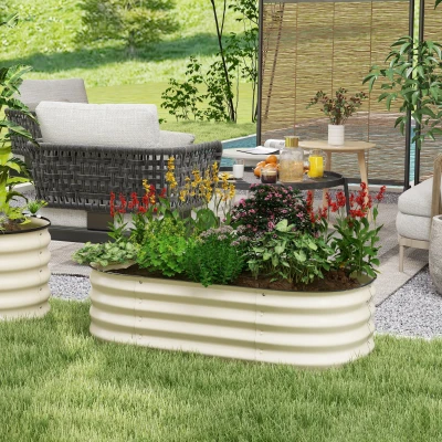 Outsunny 3.4' Galvanized Raised Garden Bed Kit, Metal Planter Box