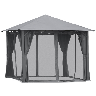 Outsunny 10' x 10' Soft Top Outdoor Gazebo Steel Frame Mesh Curtain Sidewalls
