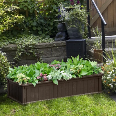 Outsunny 48" Raised Garden Bed, Planter Box, Brown