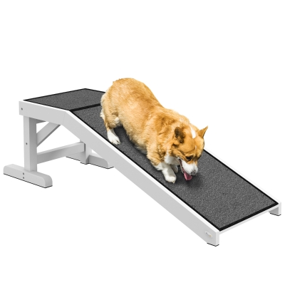 PawHut Pet Ramp for Dogs Non-slip Carpet Top Platform Pine Wood 74