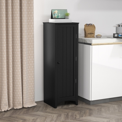 HOMCOM 48" Kitchen Pantry Storage Cabinet, Single Door Kitchen Cabinet with 4 Tier Shelving and Adjustable Shelves, Black