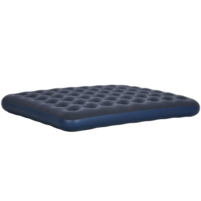 Outsunny Air Mattress Queen, Inflatable Air Bed with Flocked Surface for Guest, Camping, Travel, Dark Blue