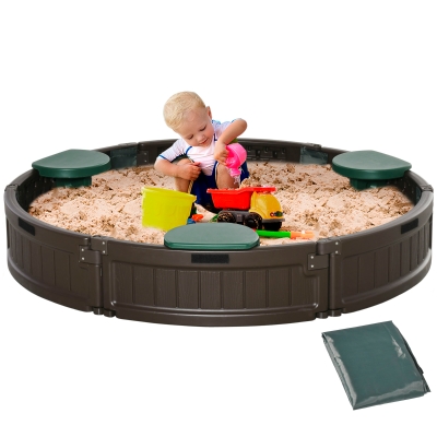 Outsunny Kids Wooden Octagon Sandbox, Outdoor Children