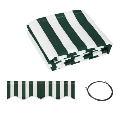 Outsunny 10' x 8' Retractable Awning Fabric Replacement Outdoor Sunshade Canopy Awning Cover, UV Protection, Green and White
