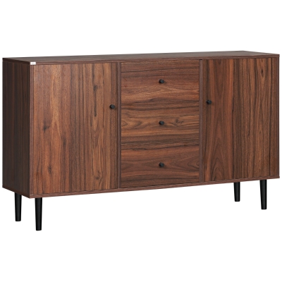 HOMCOM Kitchen Storage Sideboard, Buffet Cabinet with 2 Doors, 3 Drawers and Adjustable Shelves for Living Room, Brown
