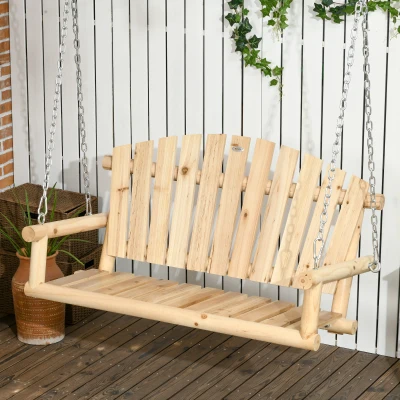Outsunny 2-Seater Outdoor Swing Bench with Metal Chains, Green