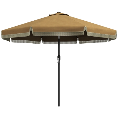 Outsunny 9' Tan Patio Umbrella, Ruffled with Tilt