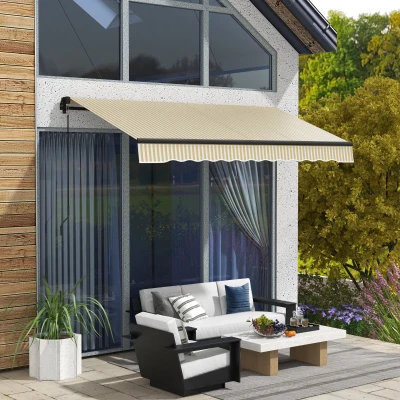 Outsunny 9.5' x 8' Retractable Awning, UV Resistant Sunshade, Beige