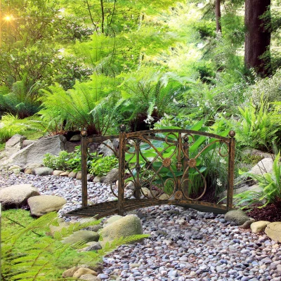 Outsunny 3.3' Metal Garden Bridge, Rust Brown Footbridge