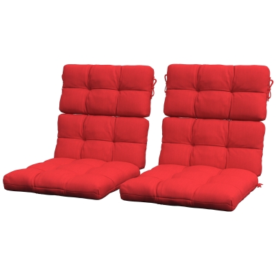 Outsunny 2-Piece Back Seat Cushion Replacement, Outdoor Patio Chair Cushions Set with Ties, Button Tufted, Red