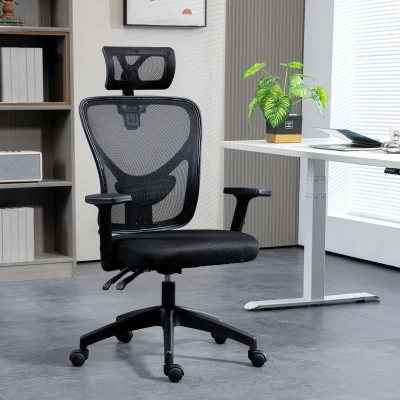 Vinsetto Ergonomic Office Chair, Mesh, Adjustable Headrest, Black