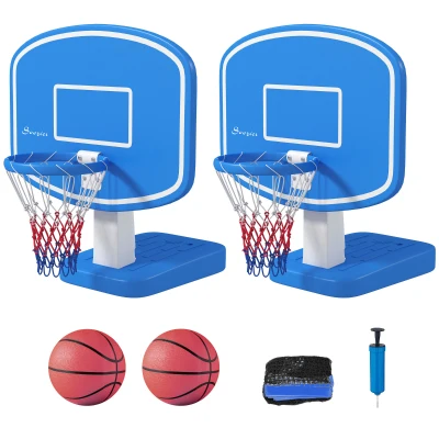 Soozier 2-in-1 Pool Basketball Hoop Poolside & Volleyball Set, Portable Basketball Hoop with Fillable Base