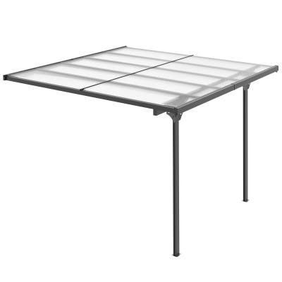 Outsunny 10' x 10' Outdoor Hardtop Pergola Gazebo with Adjustable Height, Aluminum Pergola with Polycarbonate Roof, UV Protection, Grey