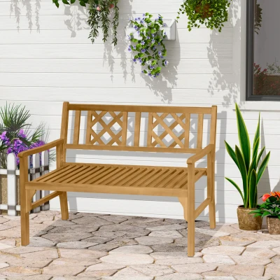 Outsunny 4FT Wooden Outdoor Garden Bench, 2-Seater Loveseat