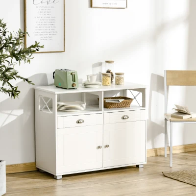 HOMCOM Sideboard Buffet Cabinet, White Kitchen Storage
