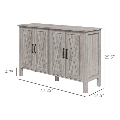 HOMCOM Sideboard Buffet with 4 Barn Doors and 2 Adjustable