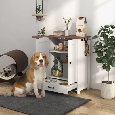 Pet feeder station 23.6"L x 13.8"W x 31.5"H White