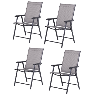 Outsunny Set of 4 Stackable Outdoor Folding Chairs, Gray