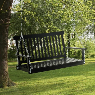 Outsunny 2-Seater Outdoor Swing Chair, 440lbs Capacity, Black