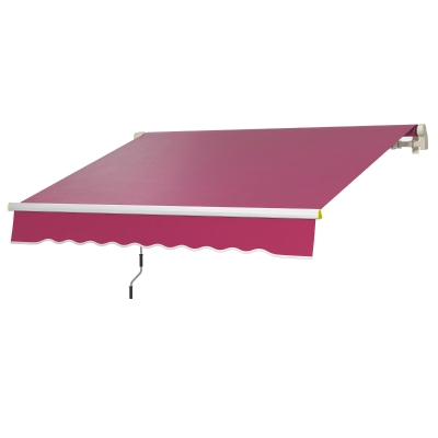 Outsunny 8' x 6.5' Manual Retractable Awning with LED Lights, Aluminum Sun Canopies for Patio Door Window, Wine Red
