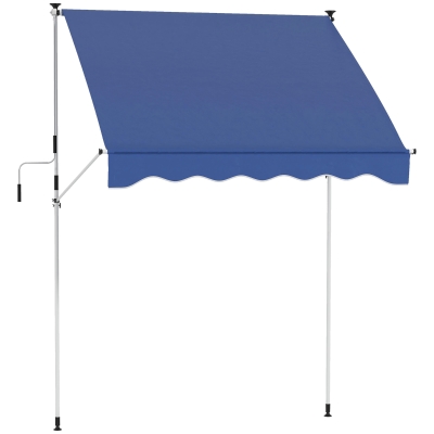 Outsunny 6.6'x5' Manual Retractable Patio Awning Sun Shelter Window Door Deck Canopy, Water Resistant UV Protector, Dark Blue