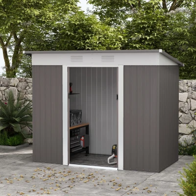 Outsunny 8' x 4' Metal Garden Shed, Tool Storage, Silver
