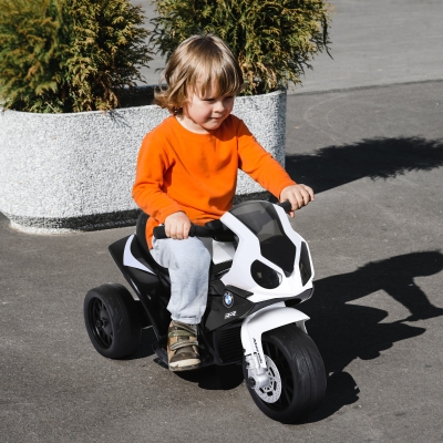 Aosom Kids Motorcycle, 6V Battery Powered Toddler Motorcycle with Headlight, Music, 3 Wheels Electric Motorcycle for Kids, Licensed BMW, Gift for Boys & Girls -Black