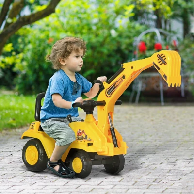 HOMCOM Ride On Excavator Cart, Kids Digger Truck with Storage