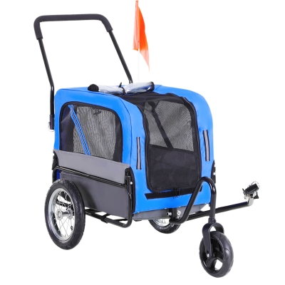 Aosom 2-in-1 Dog Bike Trailer & Stroller, Blue