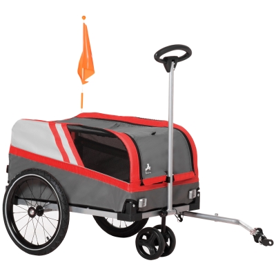 Aosom 2-in-1 Dog Bike Trailer & Stroller, Red