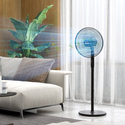 HOMCOM Tower Fan and 16" Pedestal Fan Set, with Remote Control, Height Adjustable, Tilted Head, Timer, Oscillating Standing Fan, Stand Floor Fans for Bedroom, Black