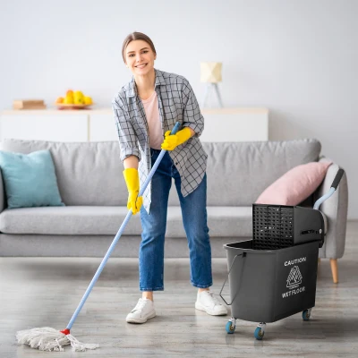 HOMCOM 21 Quart Mop Bucket with Wringer, Black