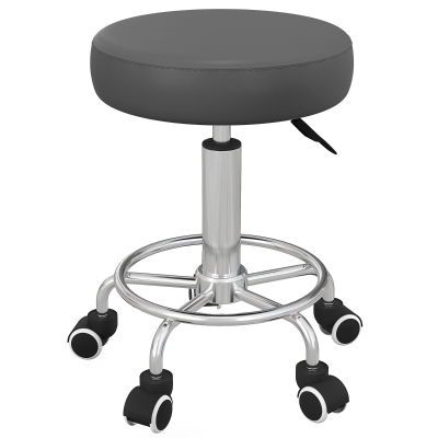 Vinsetto Salon Stool with Adjustable Height, PU Leather Barber Rolling Massage Tattoo Chair for Bar Beauty SPA, Grey
