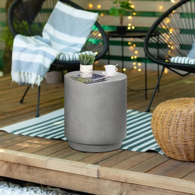 HOMCOM Lightweight Accent Table with Concrete Finish, Light Gray
