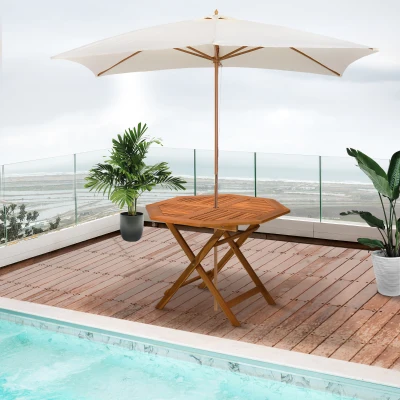 Outsunny 39" Acacia Wood Outdoor Dining Table, Teak