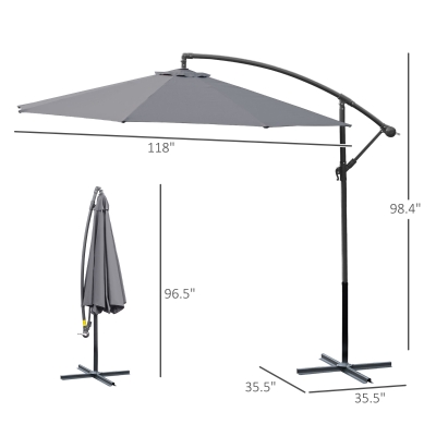 野又穫 standing still Outsunny 10 FT Cantilever Umbrella, Round Hanging Offset