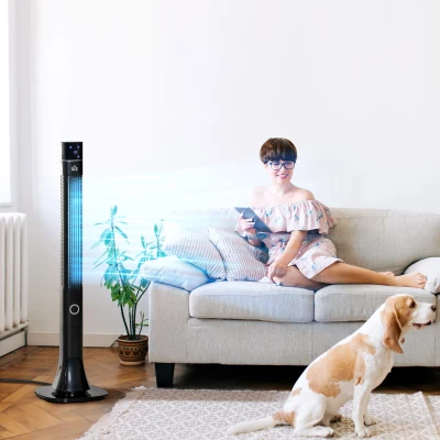 HOMCOM 47" Oscillating Tower Fan with Timer & Remote, Black
