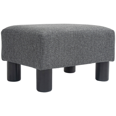 HOMCOM Small Ottoman Foot Stool with Linen Upholstery, Gray