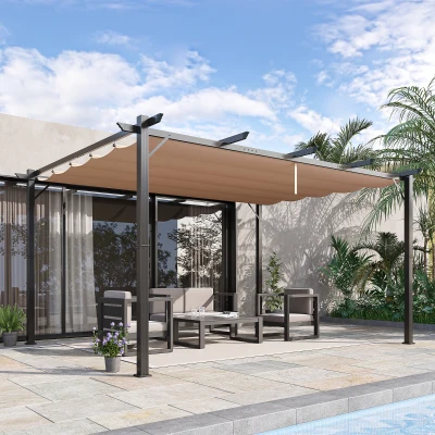 Outsunny 10' x 13' Outdoor Pergola Gazebo, Adjustable Sunshade, Gray