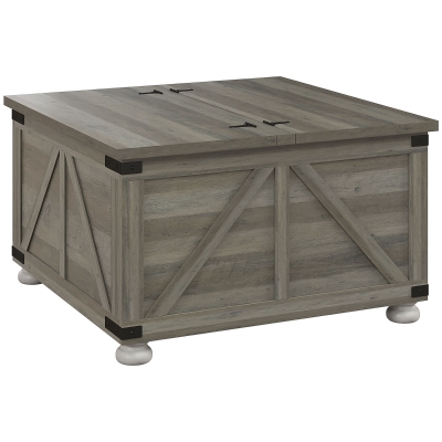 HOMCOM Farmhouse Wooden Coffee Table with Storage, Living Room