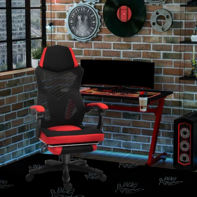 Vinsetto Ergonomic Office Chair, High Back, Red Mesh, Footrest
