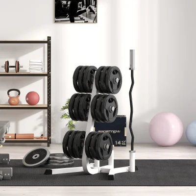 Soozier Olympic Weight Plate Rack, 660 lbs Capacity, White