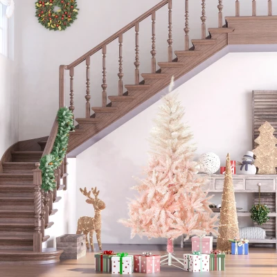 HOMCOM 7ft Pink Unlit Spruce Artificial Christmas Tree