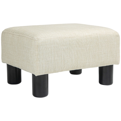 HOMCOM Small Ottoman Foot Stool with Linen Upholstery Beige