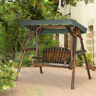 Outsunny 2-Person Patio Swing Chair, Outdoor Loveseat with Canopy
