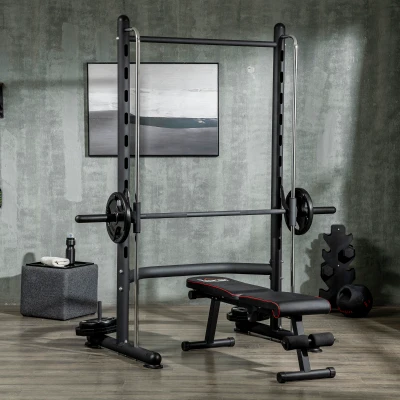 Soozier Adjustable Squat Rack with Pull Up Bar, Multi-Function